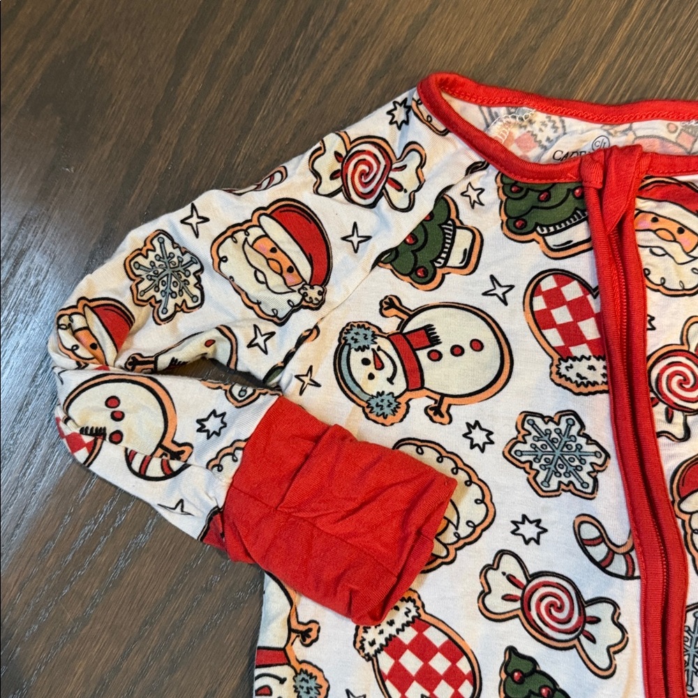 Caden Lane Santa's Cookies Convertible Zip Romper | 6-12 Months - Picture 2 of 5